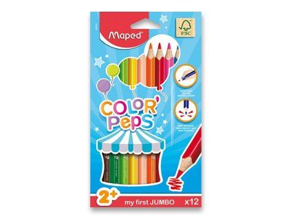PASTELKY TROJHRANNÉ JUMBO 12KS COLOR PEPS 0086/9834010