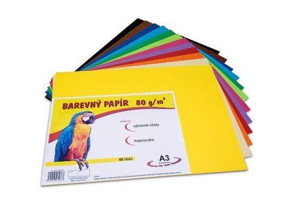 Barevný papír A3 60ks 80g mix 12 barev 230 190502