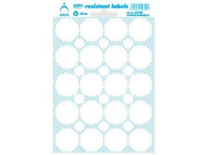 232AW  Voděodolná samolepicí kolečka 25 mm - bílá,popis permanent.