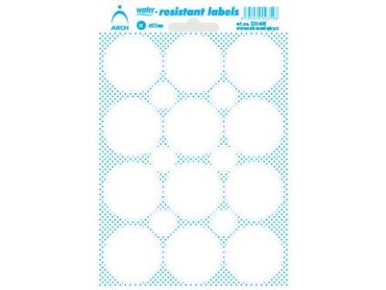 235AW  Voděodolná samolepicí kolečka 33 mm - bílá,popis permanent.