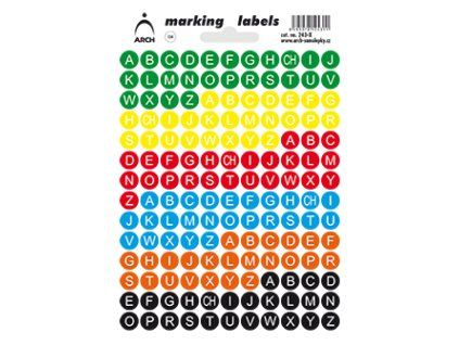 243X OZNAČOVACÍ ETIKETY KOLEČKA 8MM MULTICOLORS S ABECEDOU
