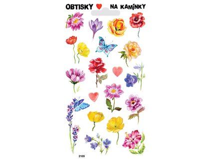 2109  Obtisky na kamínky - kytky a motýlci