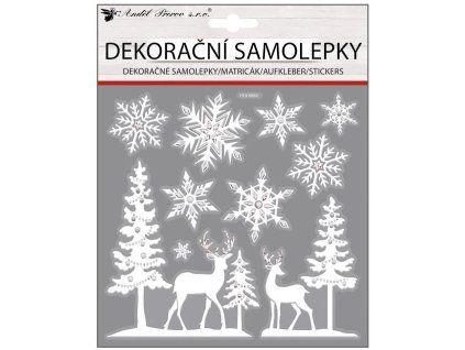 10672 OKENNÍ DEKORACE JELENI 18x23cm VÁNOCE
