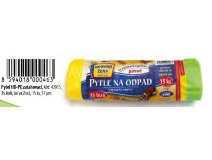 PYTEL DO KOŠE 15KS 50X60 35L ŽLUTÝ ZATAHOVACÍ 42015
