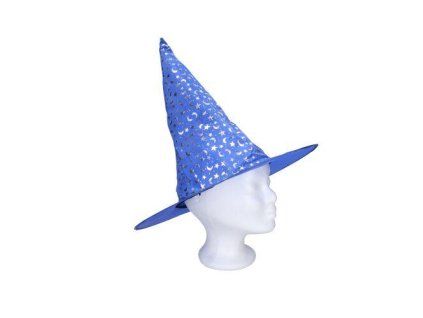 W032030 Set karneval - čarodějnický klobouk modrý 35x36 cm