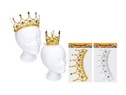 W032038 Set karneval - zlatá/stříbrná koruna 15x8 cm