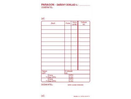 PT012 PARAGON-DAŇ.DOKLAD ČÍSLOV.