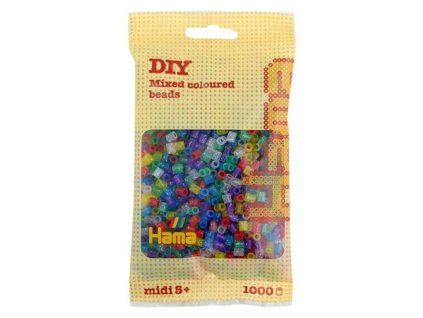 HAMA ZAŽEHLOVACÍ KORÁLKY MIDI MIX PRŮHLEDNÉ S GLITREM 1.000KS  H207-54