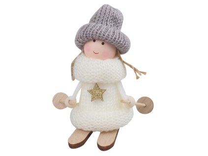 LYŽAŘKA V BÍLÉM PLETENÉM SVETŘÍKU 12CM 5457