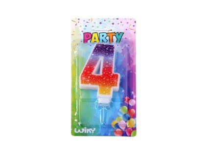 W017509 Párty svíčka číslo 4 Hvězdy