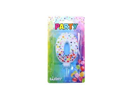 W017557 PÁRTY SVÍČKA ČÍSLO 0 PUNTÍK
