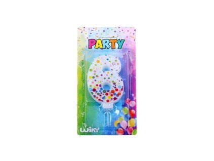 W017563  PÁRTY SVÍČKA ČÍSLO 6 PUNTÍK