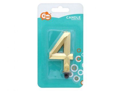 450774  Svíčka dortová-4,Diamant,metalická,zlatá 7,6cm