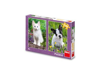 DINO PUZZLE 2X48 DÍLŮ BULDOČEK A KOTĚ 381650