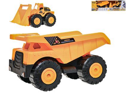 SADA 2KS AUTA STAVEBNÍ BAGR 24CM + SKLÁPĚČKA 26CM V KR   61716