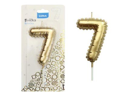 SVÍČKA Č.7 BALONEK ZLATÝ   D614016