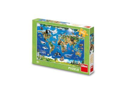 DINO PUZZLE 100 DÍLŮ XL MAPA ZVÍŘAT   343566