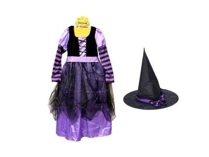 W026079 Set karneval - čarodějnice fialová,včetně klobouku, 8+