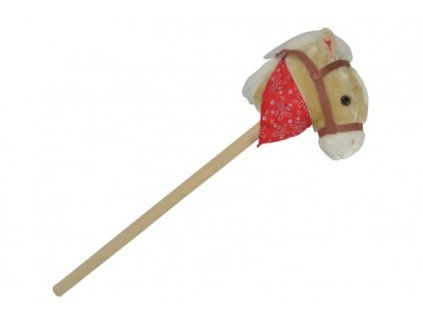 KŮŇ NA TYČI 80CM NA BATERIE SE ZVUKEM BÉŽOVÝ   516121