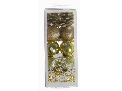 OZDOBY BAŇKY 20KS 3CM METALICKÉ ZLATÉ 17363  X