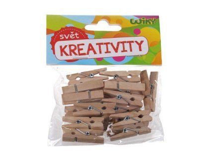 KOLÍČKY DŘEVĚNÉ 2,5 CM, 25KS + PROVÁZEK W026572