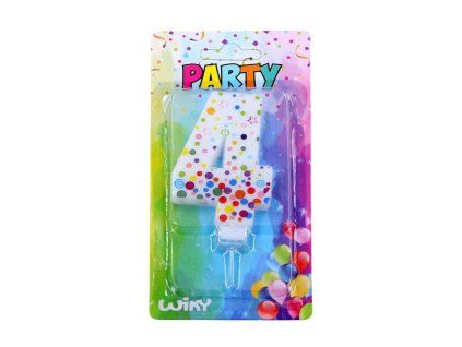 W017561 PÁRTY SVÍČKA ČÍSLO 4 PUNTÍK