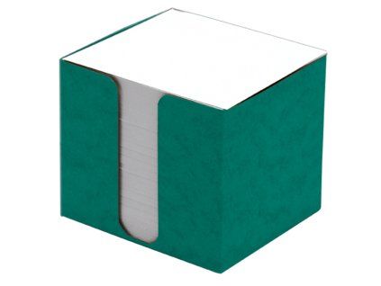 Špalíček papírový 8,5x8,5x8cm bílý,prešp.krabička zelená 108327