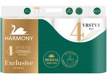 Toaletní papír Harmony Exclusive Herbal 8x17m, 4vrstvý parfém.