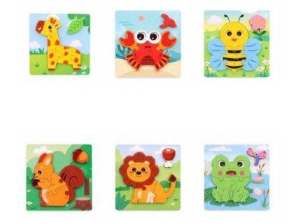 PUZZLE DŘEVĚNÉ ZVÍŘÁTKA 15X15CM  30889