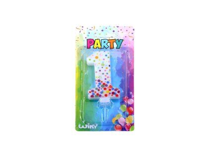 W017558 PÁRTY SVÍČKA ČÍSLO 1 PUNTÍK
