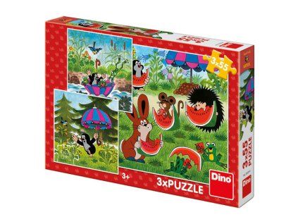 DINO PUZZLE  3X55 DÍLŮ KRTEČEK A PARAPLÍČKO 335264