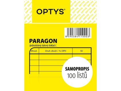 1100 Obchodní paragon, samopropisovací, 7,5 x 9,5 cm