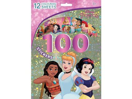 1923-2L 100 samolepek s omalován.listy Disney Princezny