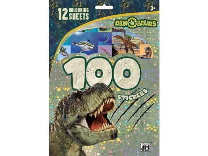 3564-8  100 samolepek s omalován.listy Dinosauři