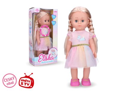 PANENKA ELIŠKA 41CM RŮŽOVÉ ŠATY CHODÍCÍ, ZPÍVAJÍCÍ 7 LIDOVÝCH PÍSNÍ   W008876