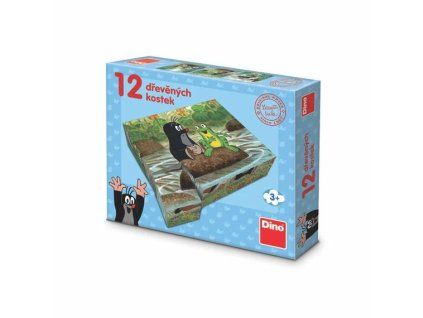 DINO DŘEVĚNÉ KOSTKY 12KS KRTEK A ZVÍŘÁTKA   641310