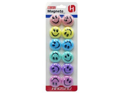 MAGNETY DEKORAČNÍ SMAJLÍK PASTELOVÝ 12KS PK19-5