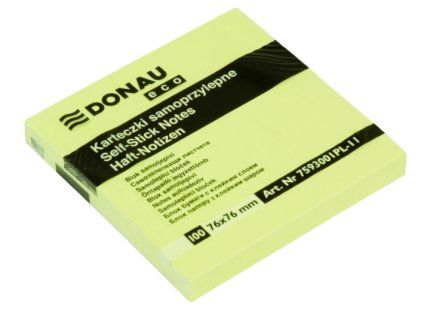 Samolepící bloček DONAU Eco 76x76mm, 100 l, žlutý U7593001PL-11