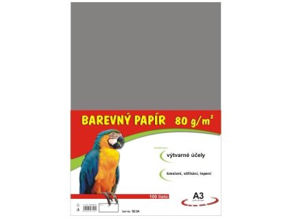Barevný papír A3 100ks 80g šedý 230 190590