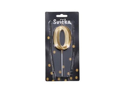 W017567 Párty svíčka číslo 0 Zlatá