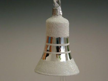 ZVONEK STŘÍBRNÝ BÍLÝ POSYP 4KS 5,5CM 01234-81360