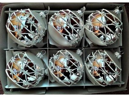 KOULE STŘ. LESK BÍLÝ PLAST DEKOR 6KS 7CM 01269-81942