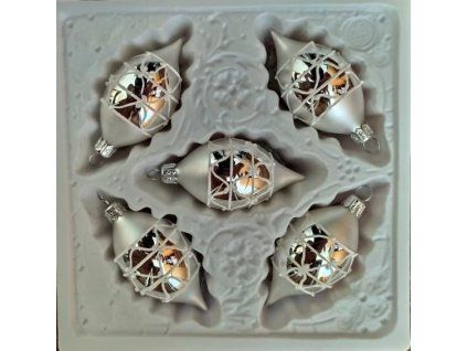 OLIVA STŘ. LESK BÍLÝ PLAST DEKOR 5KS 8X4CM 01270-81946