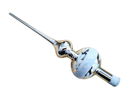 ŠPICE 1-KULOVÁ STŘÍBRNÁ BÍLÝ DEKOR 1KS 7CM 02064-97777